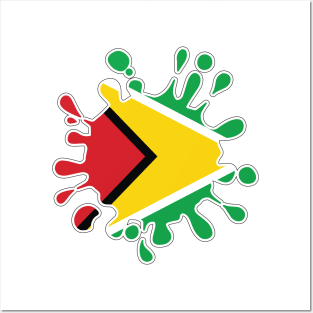 Guyana National Flag Paint Splash Posters and Art